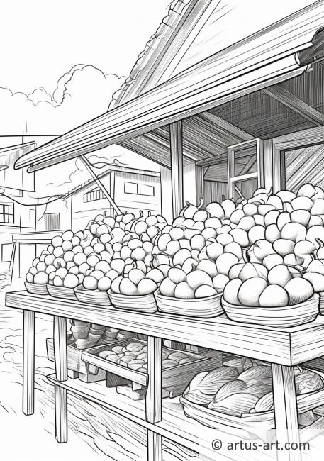 Página para colorir do Mercado de Pomelos
